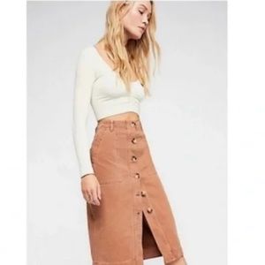 Free People Tan Midi Skirt